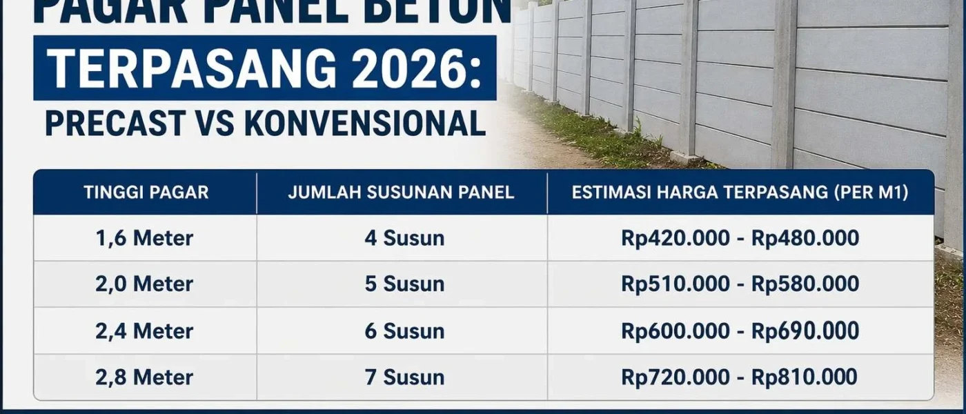 Daftar Harga Pagar Panel Beton Terpasang 2026 Precast vs Konvensional