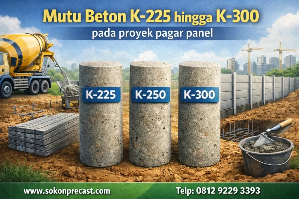 Mutu Beton K-225 hingga K-300 pada proyek pagar panel